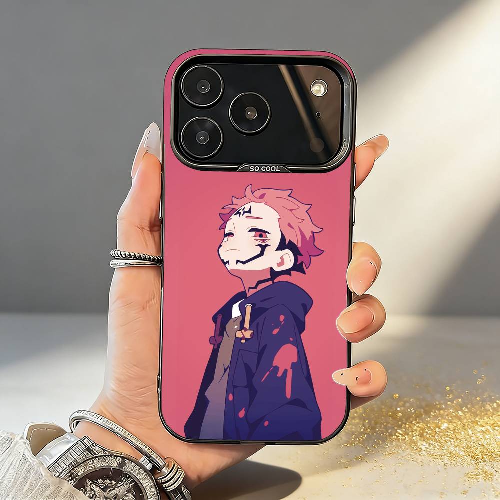 J-Jujutsu K-Kaisen Gojo Sukuna Phone Case For iPhone17,16,15,14,13,12,11,Pro,MAX Gray Matte Silicone Black Cover