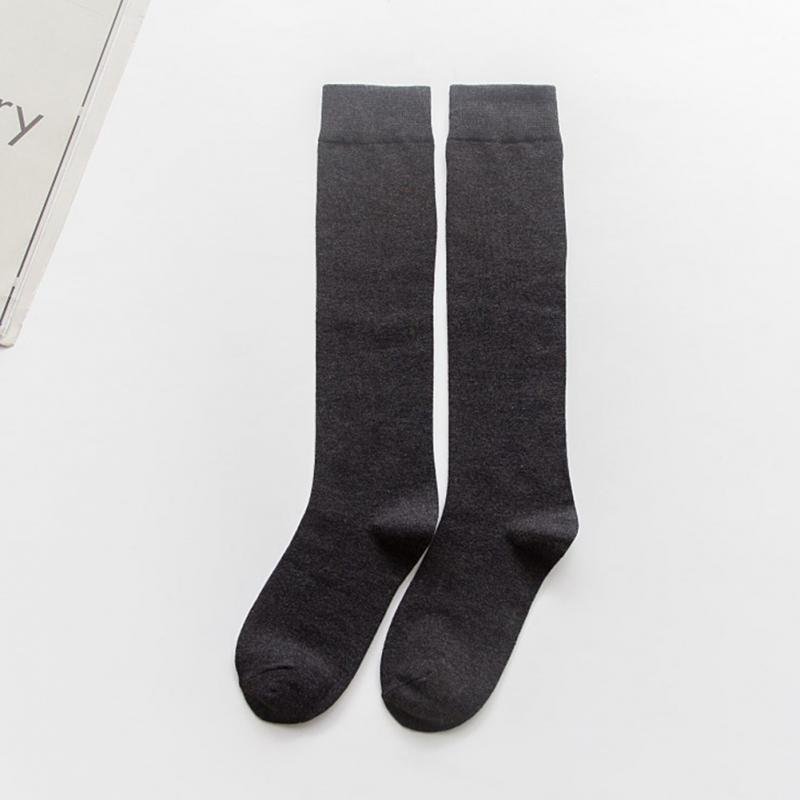 

1 пара женских носков осень-зима модные длинные носки стиль преппи гольфы однотонные высокоэластичные темно-серого