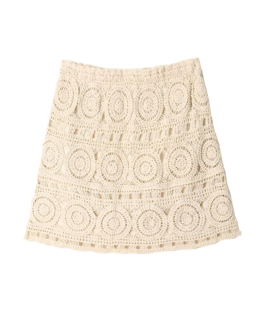 VIKINI VENDER Wesley Crochet Mini Skirt - Beige