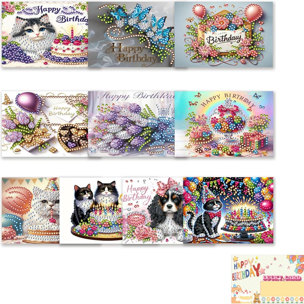 10pcs DIY Diamond Painting Party Event Gift Card Multi-Purpose Rhinestone Scratch Cards Partial Drill Shiny Scratch Gift Card