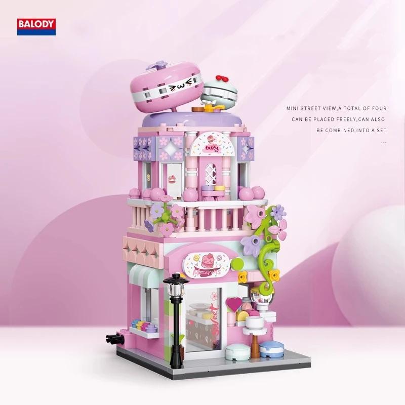 Candy House Building Blocks Bistro Colorful City Street Scene Diy Model Puzzle Bricks Assembling Kids Toys Girls Birthday Gifts