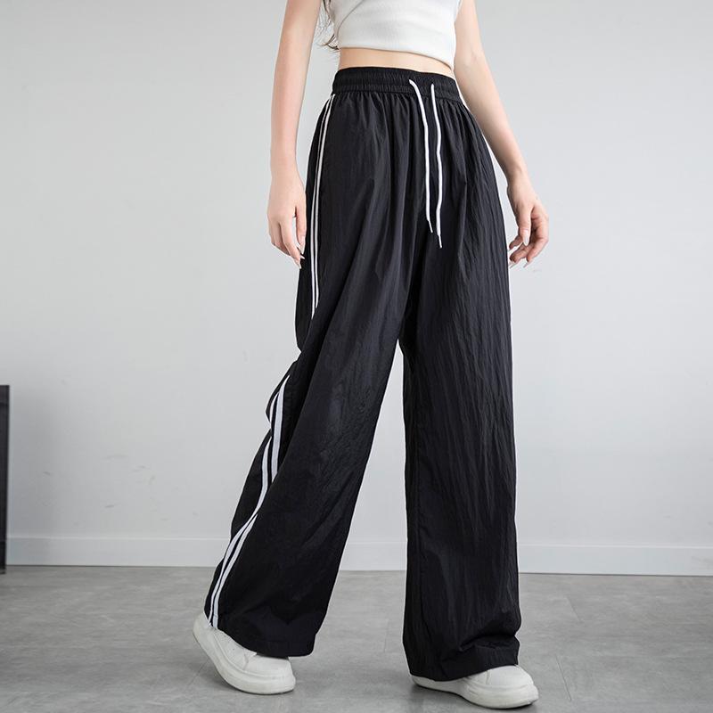 Uncle Carrot Women's Quick-Dry Striped Wide-Leg High-Waisted Sports Pants - Spring 2025 Collection