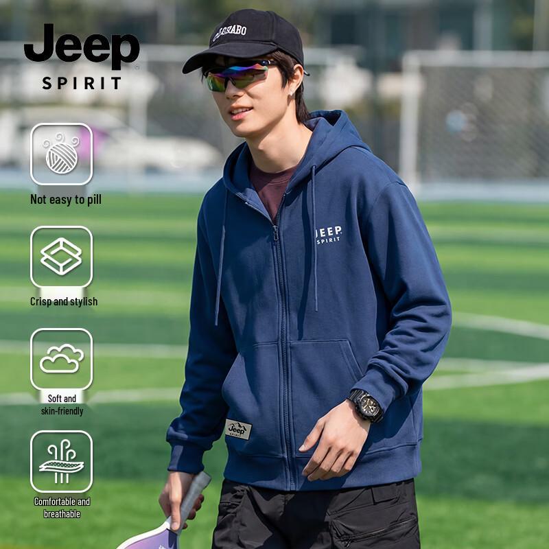 JEEP SPIRIT Men s Heavyweight Anti-Pilling Casual Hooded Oversize Sweatshirt Jacket M