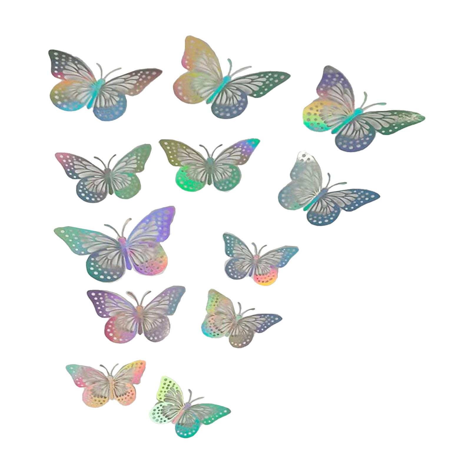 

12 шт. наклейки на стену двухслойная лазерная бабочка в форме наклейки на стену 3D наклейка с вырезом на холодильник