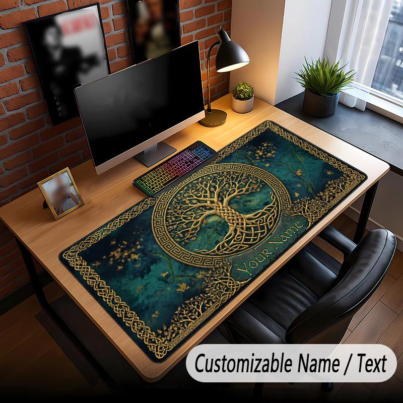 Tree of Life Theme Custom Mouse Pad Personalized With Name Text Customized Desk Mat For Office Home Decor