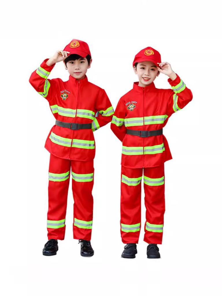 Kids' Firefighter Costume for Role-Playing, Career Experience, and Kindergarten Parent-Child Sports Meet