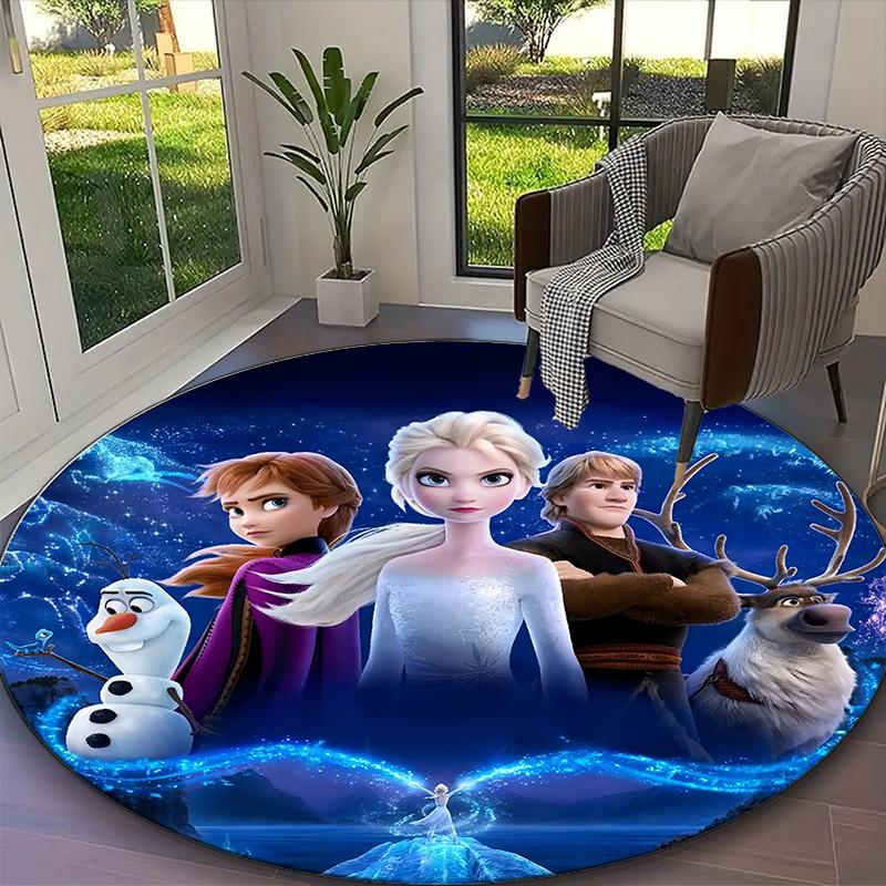 1pc Frozen Princess Printed Chair Rug for Home Office Use, Living Room Kitchen Game Room Round Carpet