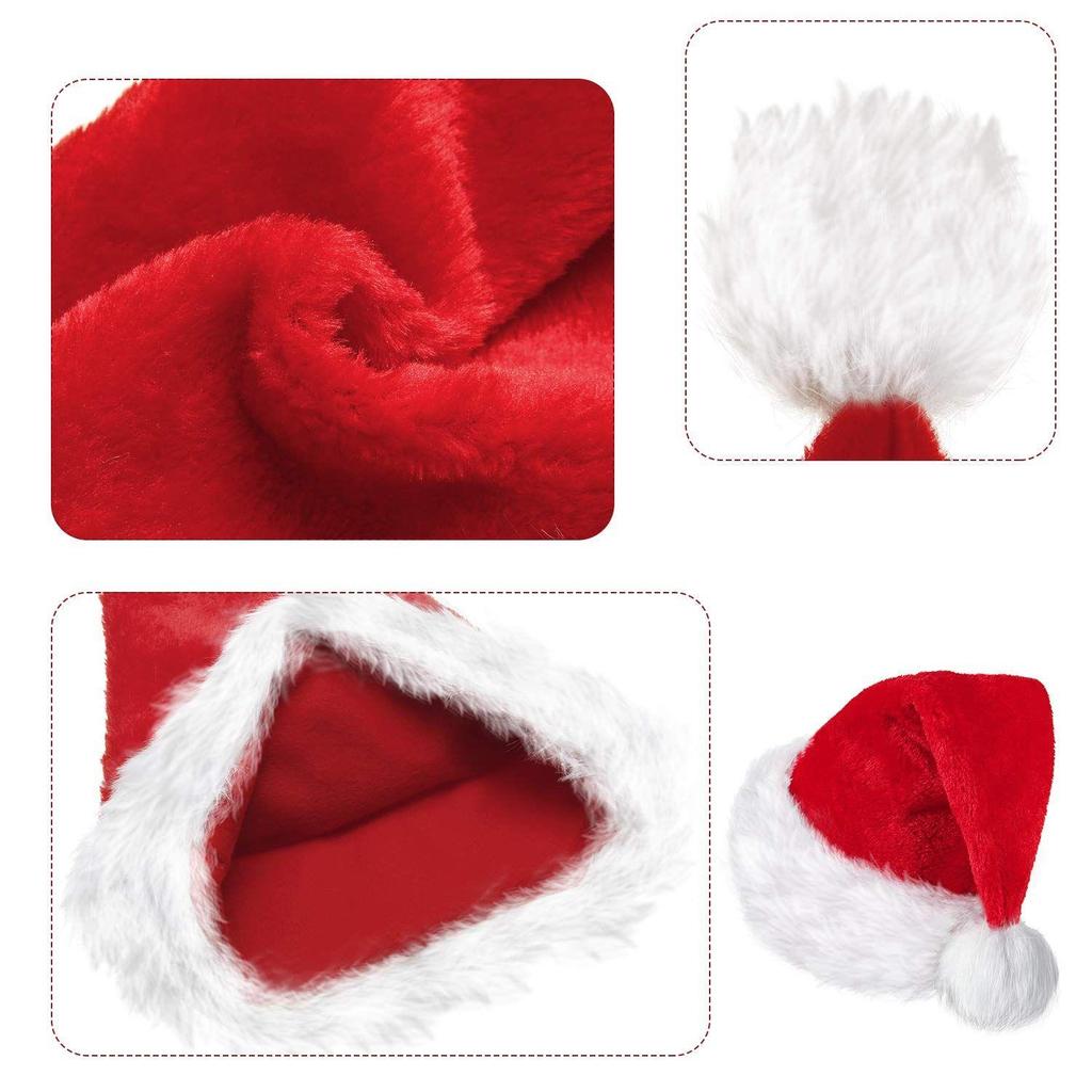 2 Santa Hat Christmas Cap Unisex Xmas Holiday Hat Bulk for New Year Party Supplies Christmas Decoration (red, 12.6 X 17.7 Inch)