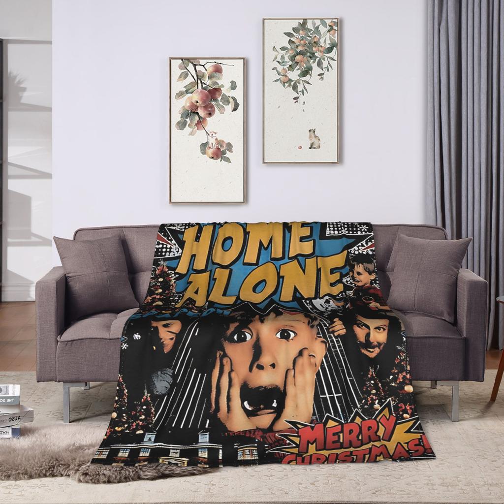 Home Alone Merry Christmas Flannel Blanket Super Soft Throw Blanket for Home Decor Travel Funny Bedspread Sofa Bed Cover