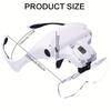 Head Magnifier With LED Light, Adjustable Headband, 5 Interchangeable Lenses 1.0X‑3.5X, For Model Making, Repair, Jewelry Work