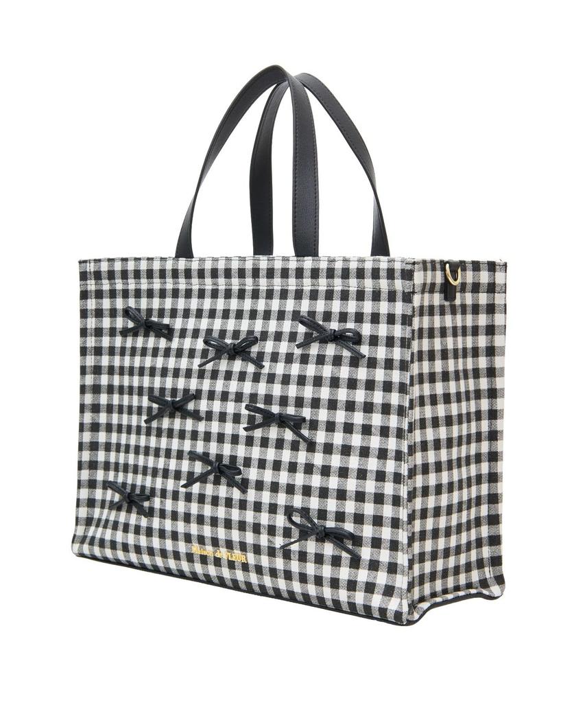 De Tote Narrow Ribbon Square Gingham Check [Maison Fleur] Bag, Bag, Women's,