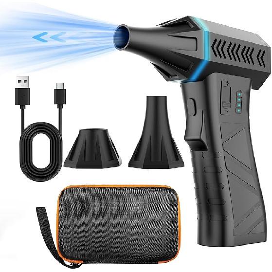 Compressed Air Duster - 100000RPM Adjustable Electric Air Duster, Rechargeable 8000mAh Cordless for Dust Off/Cleaning Computer Electronics/Inflating