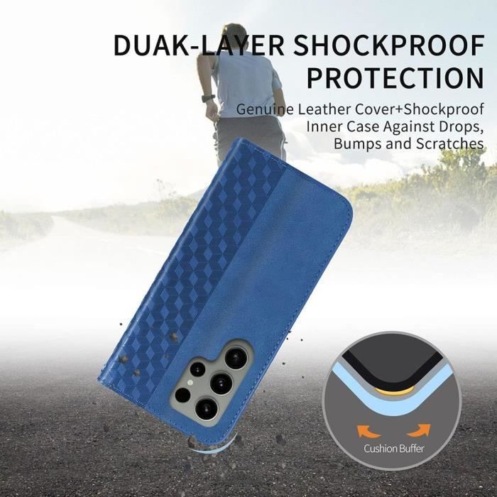 Case - Booling - for Samsung Galaxy S24 Ultra - Scratch Protection - Luxury Synthetic Leather - Navy Blue