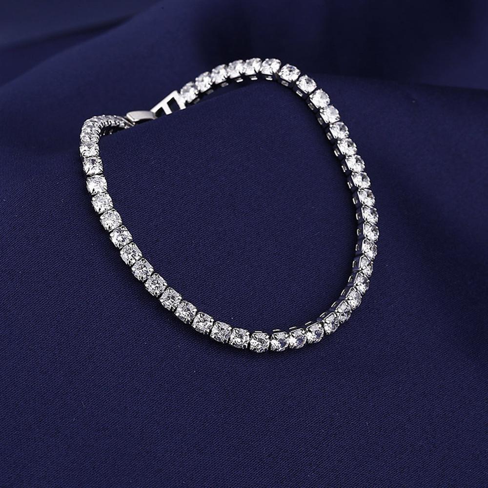 New 925 Sterling Copper Bracelet Love Elegant Zircon Tennis Crystal Chain for Women Fashion Noble Engagement Wedding Glam