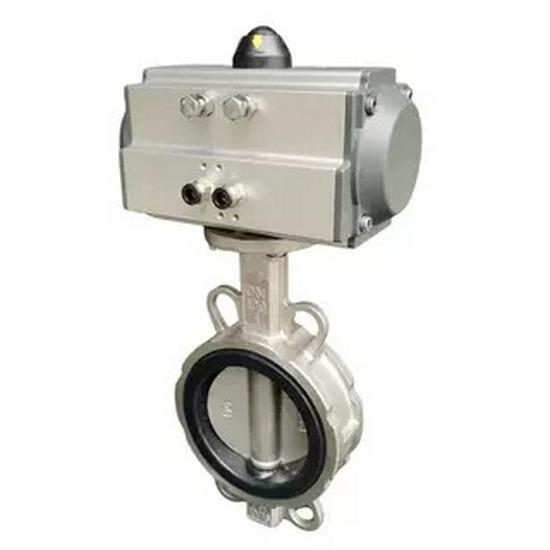 304 Pneumatic Wafer Butterfly Valve D671X-10P, Rubber Soft Seal