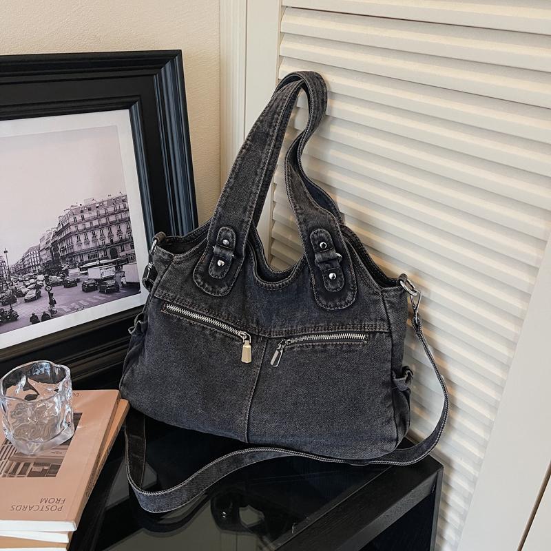 Vintage Denim Tote Bag Women Shoulder Bag Handbag