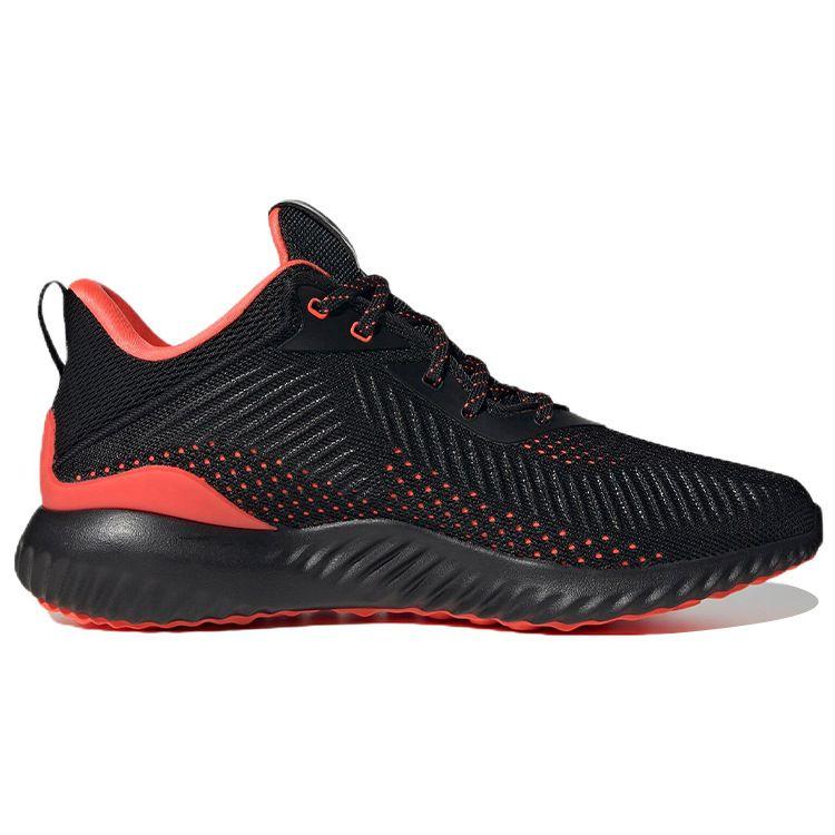 Adidas Alphabounce Comfortable Breathable Mesh Slip-Resistant Durable Lightweight Low-Top Casual Running Shoes Unisex Sneakers Black Orange ID0349