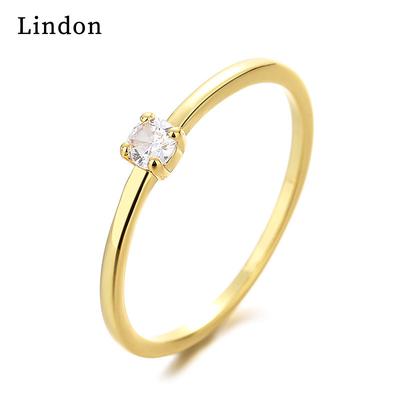 Lindon Classic Copper Alloy Zircon Ring Ladies Jewelry Wedding Promise Party Gift
