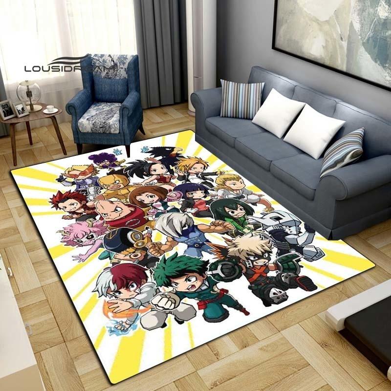Meu herói academia tapetes moda 3d impressão anime sala de estar quarto grande área tapete macio casa quarto das crianças bonito tapete