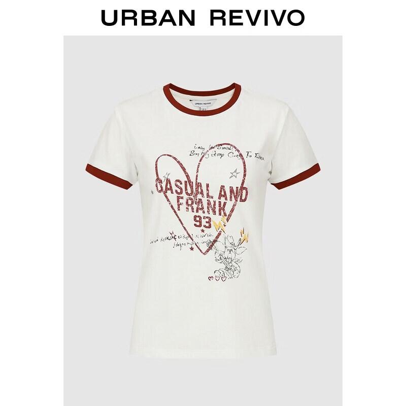 UR2026 Women s Contrast Edge Distressed Print Short Sleeve T-shirt XS