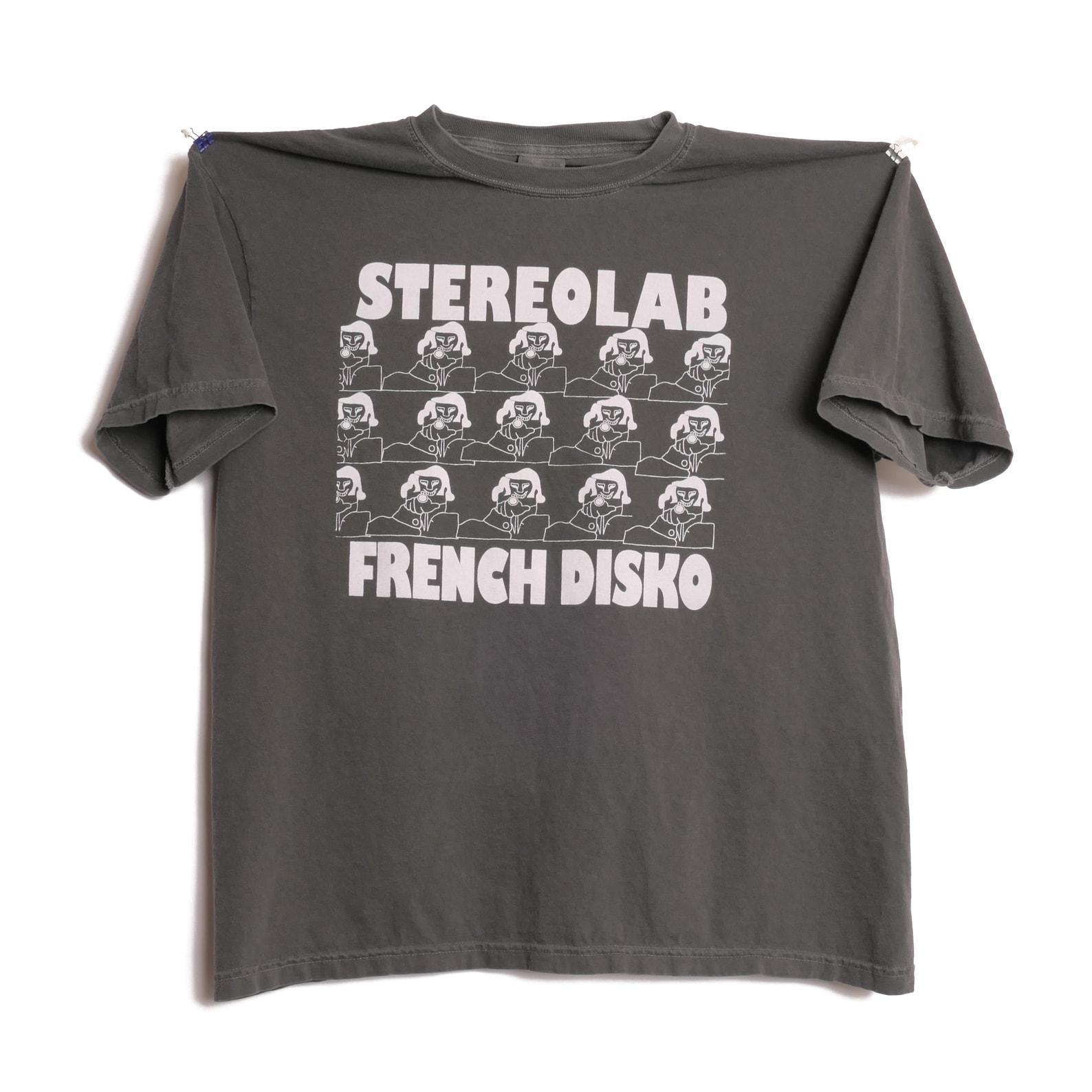Stereolab French Disko Tee Peng Cliff Super 45 French Paris France Electronic Art Music Pop Band Tour Classic Heavyweight Faded Shirt - XL S
