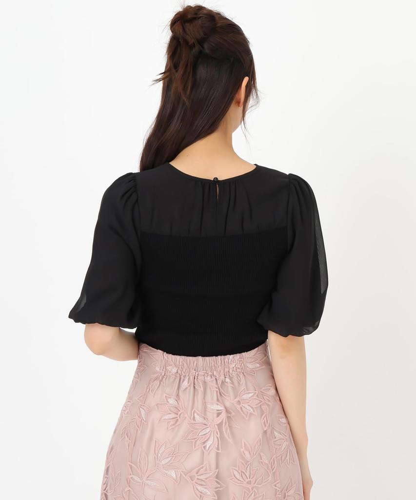 Mishmash Balloon Short Black Women's Knit/Sweater, Bustier, Layered, Versatile, Sleeve,