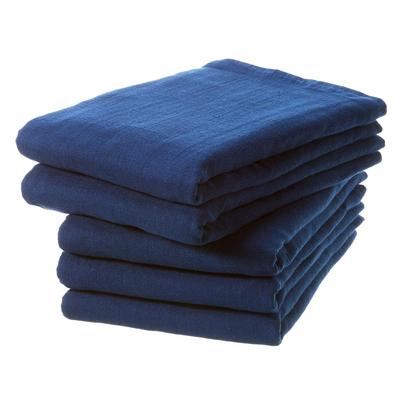 Set of 5 Gauze Bath Towels, Single-Sided Gauze, Made In Japan, Senshu Towels (Approx. 60 X 120 Cm), Navy