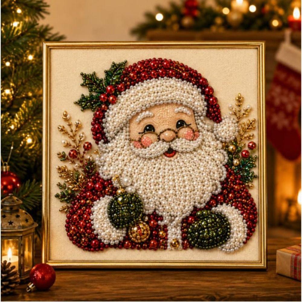Stressabbauendes Weihnachts-Perlenkunst-Set Weihnachtsmann 3D Perlen-Kunst-Set Heimwanddekoration