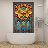 Film de vitraliu pentru biserică, colorat, european, vintage, autocolant pentru fereastră static, pentru decorarea ușii de baie, folii de confidențialitate pentru ferestre