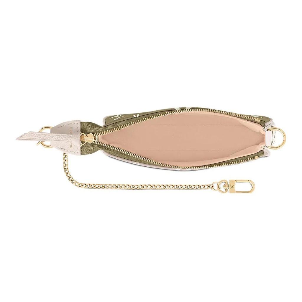 Louis Vuitton Pochette Accessoires Classic Monogram Embossed Chain Shoulder Clutch Mini Women's Beige/Pink