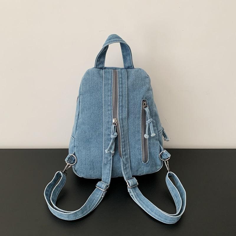 Vintage Solid Color Denim Backpack Large Capacity Multifunctional Chest Bag