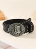 Belt Leather Punk Buckle With High Heel Shoe Design Circular Buckle Decor Rivet