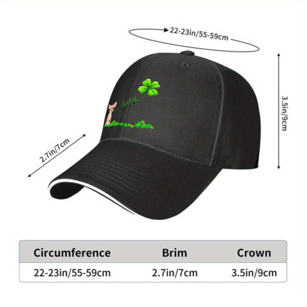 Lucky Chihuahua St Patrick Day Baseball Cap Polyester Adjustable Irish Clover Design Casual Hat