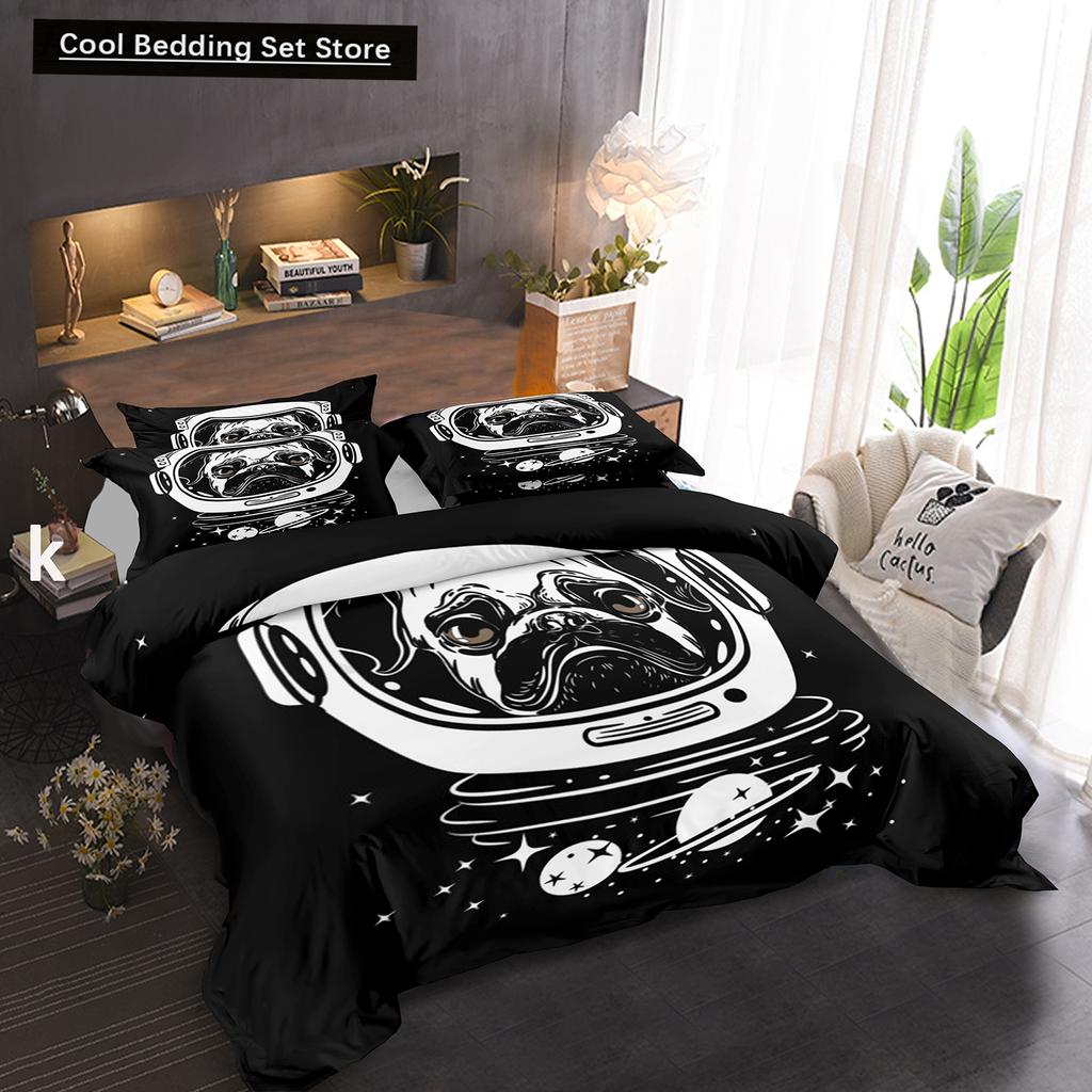 Pug Dog Duvet Cover King Queen Size Funny Pet Puppy Bedding Set For Kids Teens Adults Animal Cute Expression 2/3Pcs Quilt Cover