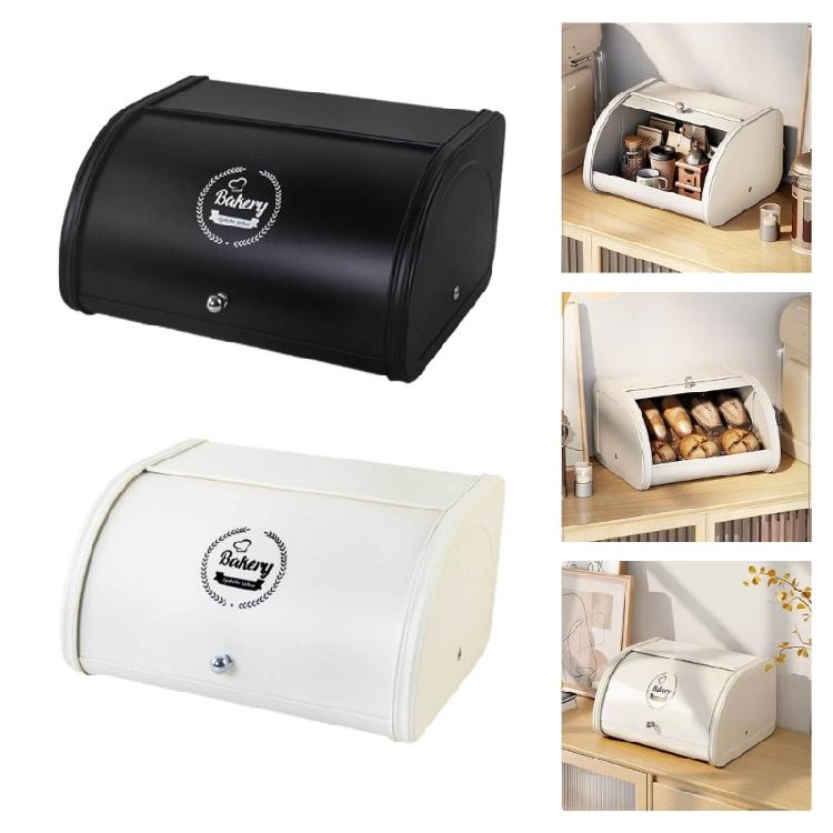 Retro Iron Breads Box with Roll Top Cover Kitchen Decoration Large Capacity Food Safe Storage for Artisanal Loaves