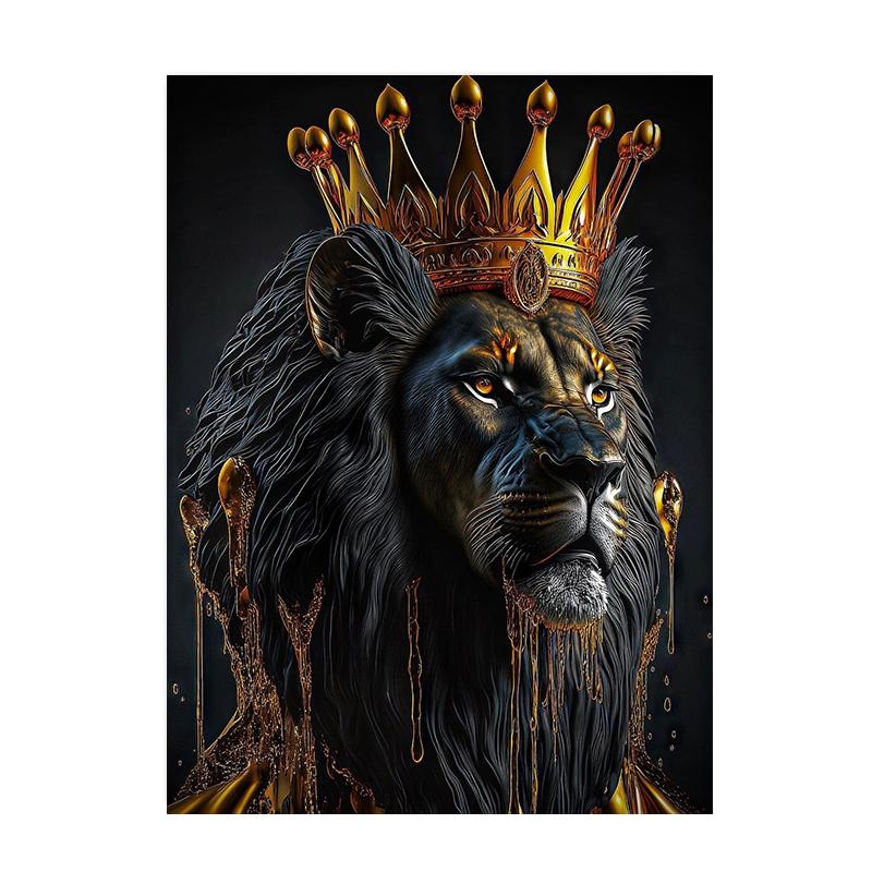 Affiches et impressions de lion fantastique Statues d'animaux modernes Peinture sur toile Art mural Images pour salon Décoration de la maison