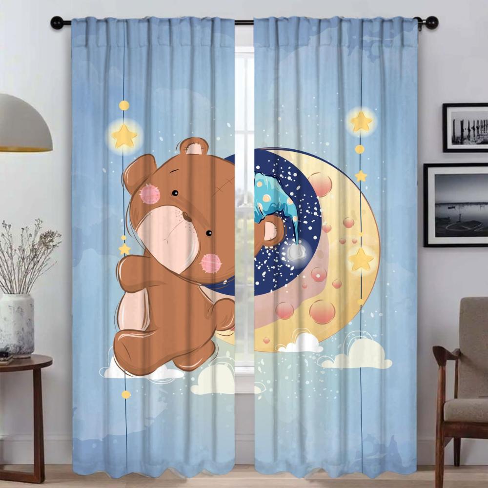 Anti-mosquito Curtains for Camera Cute Animals Blackout Curtain for Room 2 Panel Home Interior Curtains Halloween Decoration