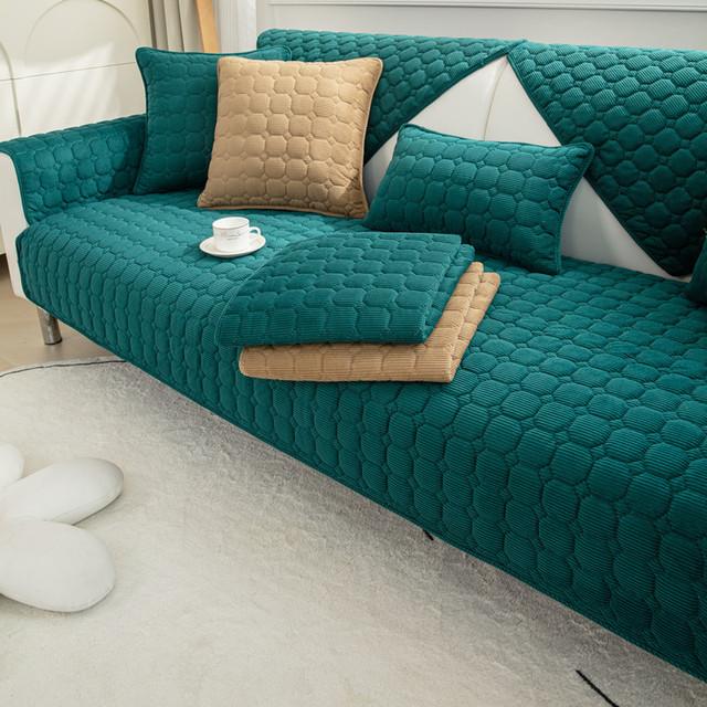 Thickened Corduroy Sofa Cushion Four Seasons General Pure Colour Plush Non -Slip Living Room Sofa Cover Warm Breathable Sofa Back