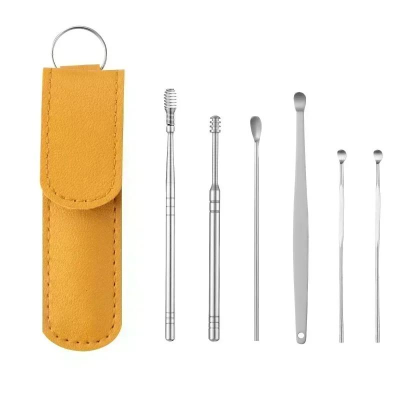 Wholesale 6Pcs Effective  Earwax Cleaning Tool with Spiral Earpick and Ear Curette   Ear Care Tool for Daily Use  ear pick1 set