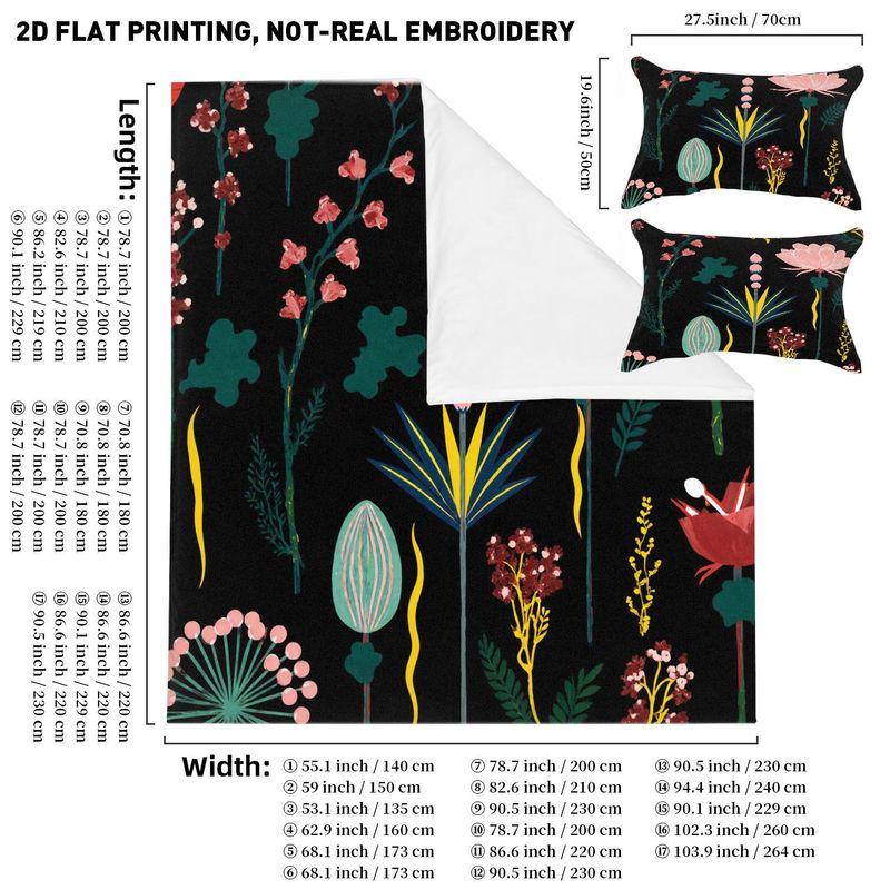 3-Piece Bedding Pillowcase Quilt Cover Set Color Flower 2D Digital Printing Suitable For Bedroom Dormitory Decoration