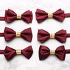 Red Groom Bow Tie With Happy Characters, Formal Wedding Solid Color Best Man Tie Bow, Suit Bow Tie And Bow Flower.