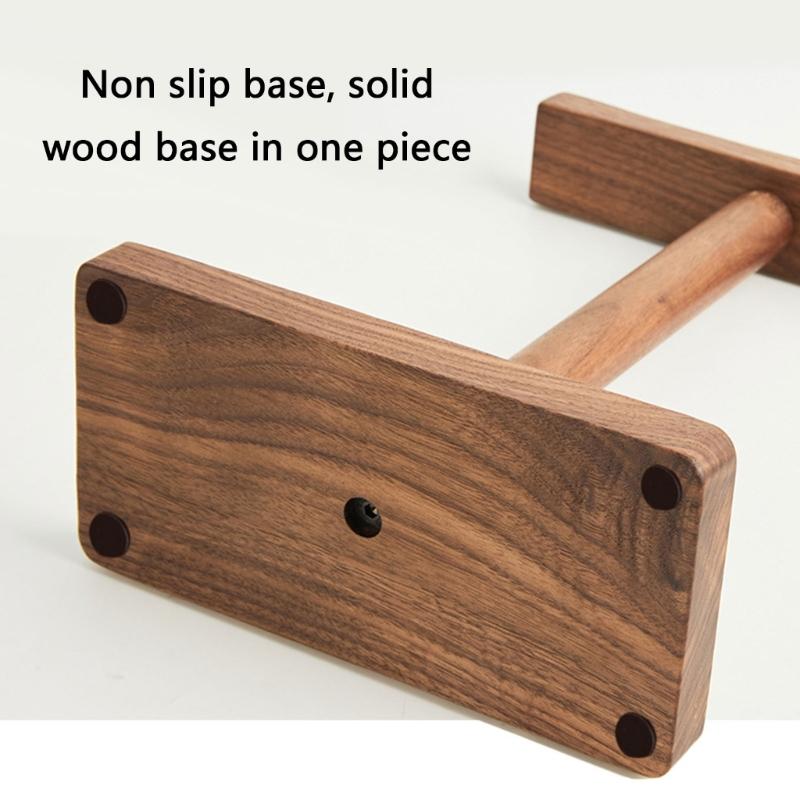Walnut Headphone Stand Universal Desktop Holder for Gaming Headsets Solid Wood Craftsmanship with Storage Base