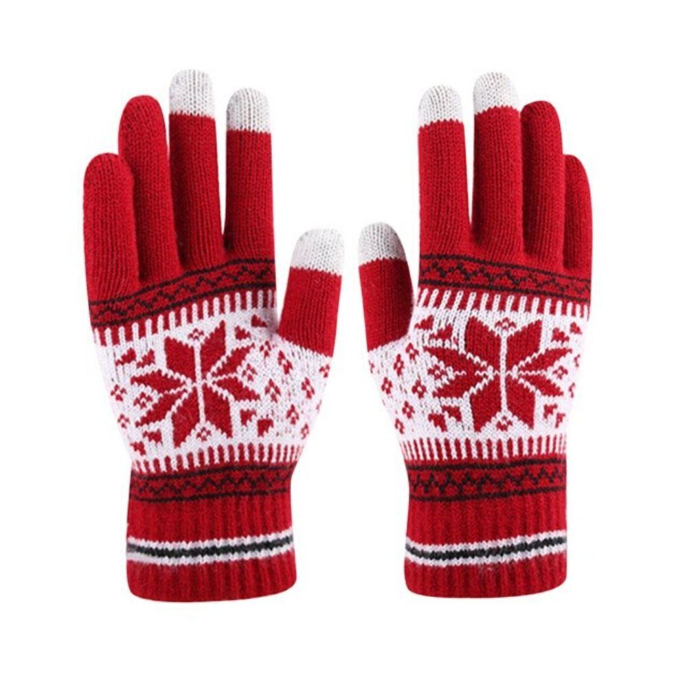 Student Unisex Gloves Christmas Snowflakes Gloves Full Fingers Gloves Korean Style Mittens