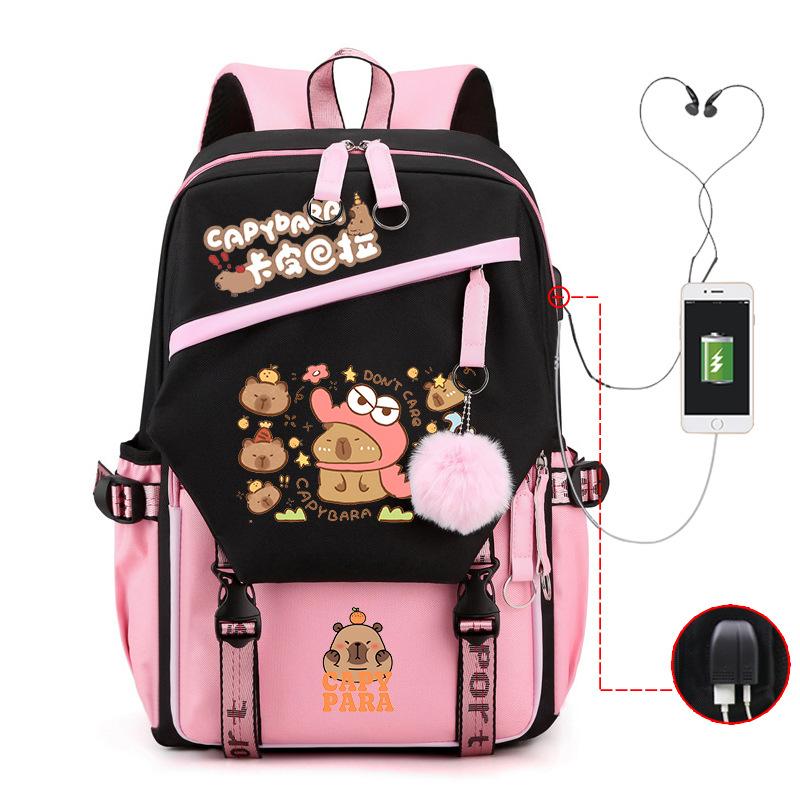 Kapibara fun peripheral printing new schoolbag cute cartoon primary and secondary school students spine backpack