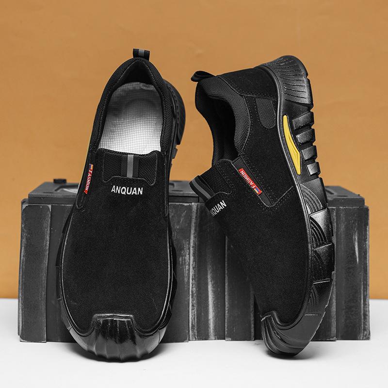 İlkbahar ve sonbahar iş güvenliği ayakkabıları erkek çeliksiz baotou yumuşak tabanlı ayakkabılar tek pedal şantiye aşınmaya dayanıklı iş ayakkabıları gündelik çok yönlü