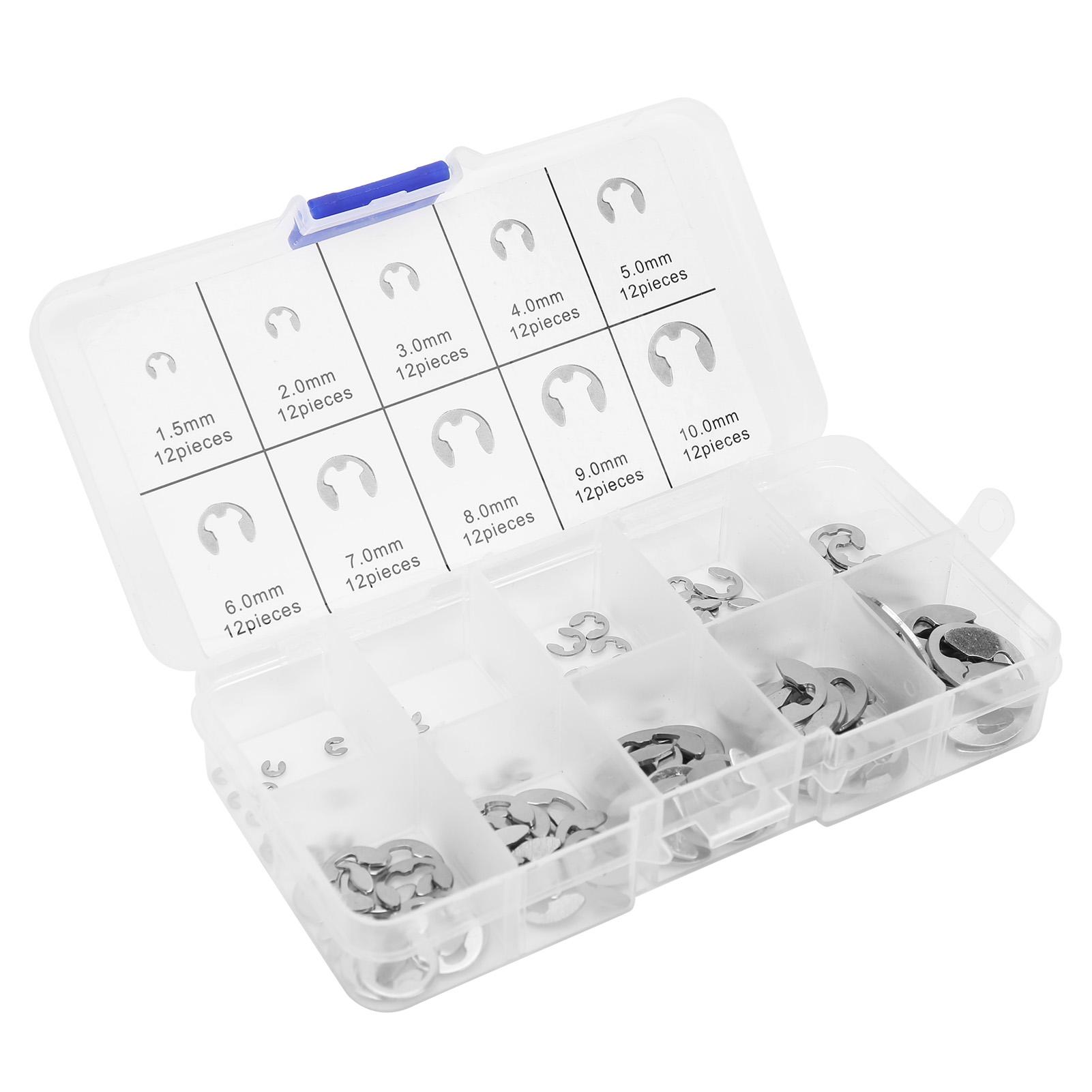 

Комплект из 120 шайб с E-образным зажимом из нержавеющей стали, открытое стопорное кольцо для вала, стопорное кольцо M1.5M10