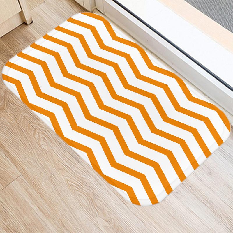 Fashion Orange Geometric Pattern Entrance Door Mat Bathroom Kitchen Anti-Slip Floor Indoor Room Home Decor Non-Slip Rug
