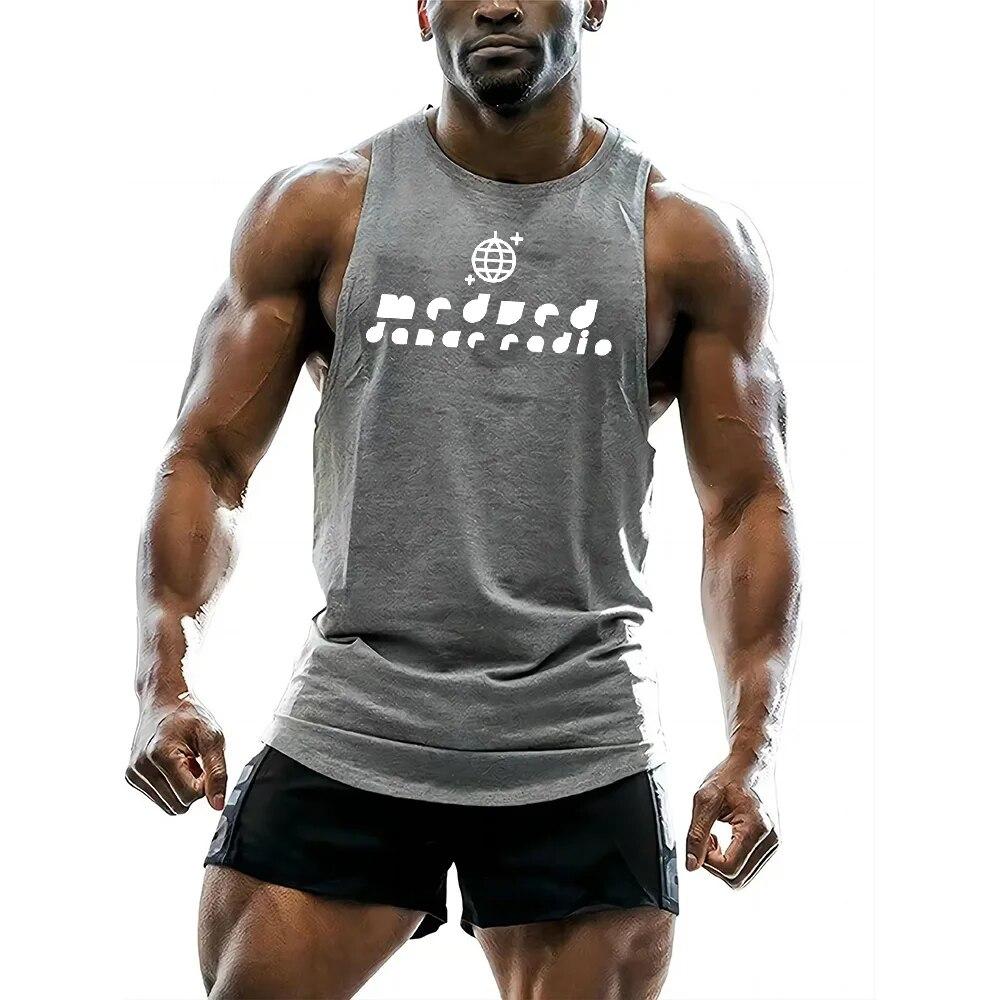 Summer Crew-neck Adult Men's Sports Style Fashion 2D Printed Sleeveless Sports Quick-drying Vest Fitness Sports Sleeveless Vest