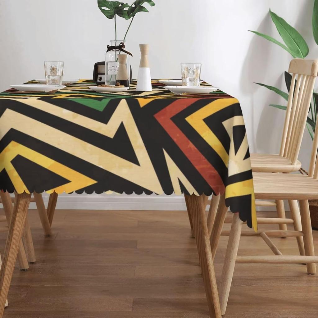 African Tablecloth Abstract Tribe Ethnic Geometric Vintage Farmhouse Graffiti Pattern Table Cover