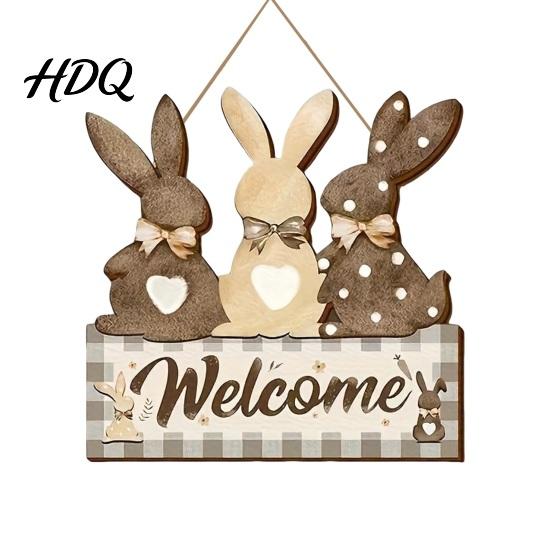 Spring Door Hanger Wooden Welcome Sign Rustic Hanging 2D Daisy Butterfly Print Holiday Gift Halloween Thanksgiving Easter Seasonal Sign for